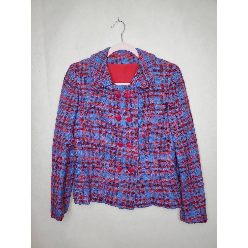 Vintage Union Made in USA 60s ILGWU Davidow Tweed Double Breasted Jacket Blazer